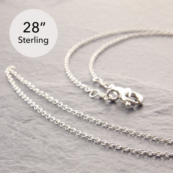 28” Dainty Chain Necklace, silver delicate chain, thin necklace (37-1sd-sp) - Picture 1 of 6